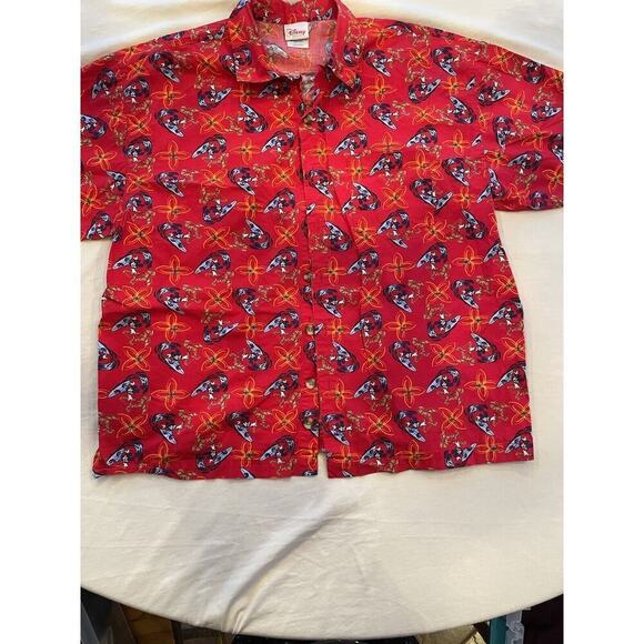Disney Store Mickey Mouse Surfing Short Sleeve Button Up Shirt Mens L - Picture 2 of 8